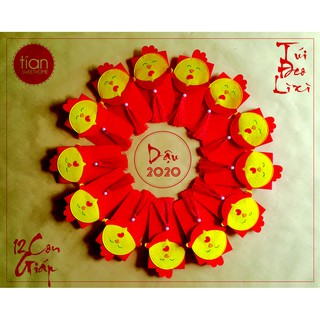 TÚI ĐEO LÌ XÌ  HANDMADE 12 CON GIÁP: DẬU