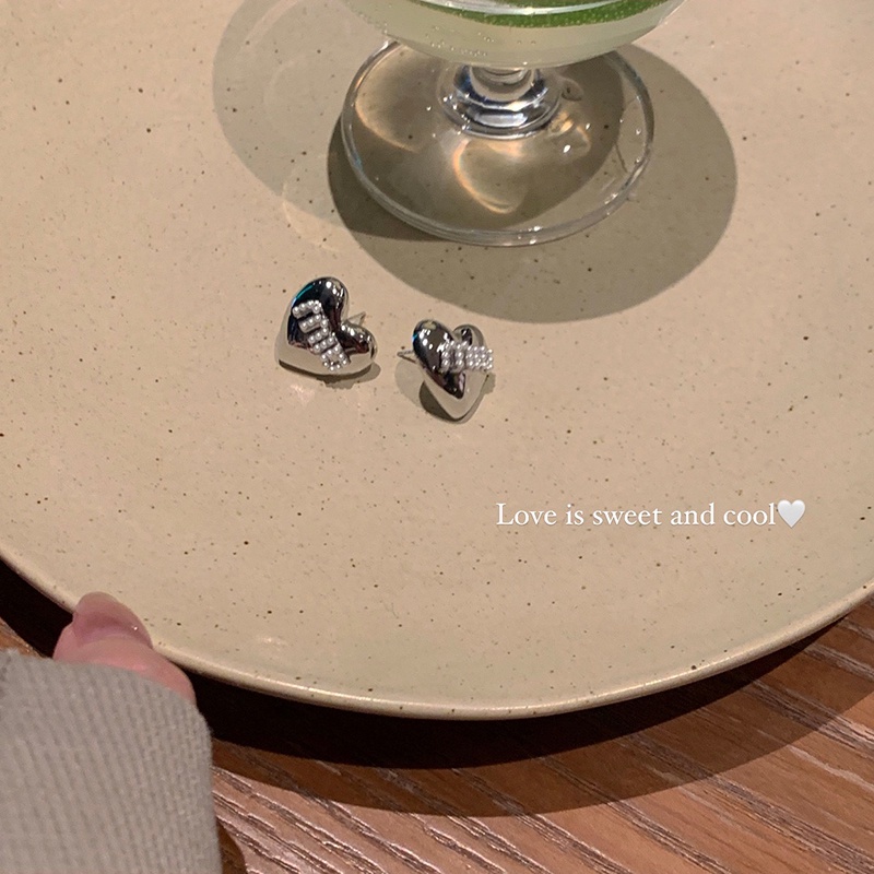 Khuyên tai bạc AY đính hạt ngọc trai hình trái tim thanh lịch cho nữ