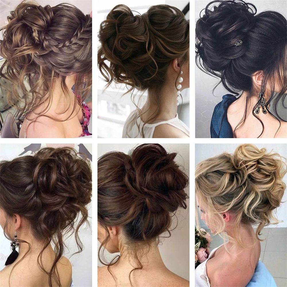 Búi tóc giả xoăn bằng sợi tổng hợp co giãn 22 màu tùy chọn thời trang cho nữ