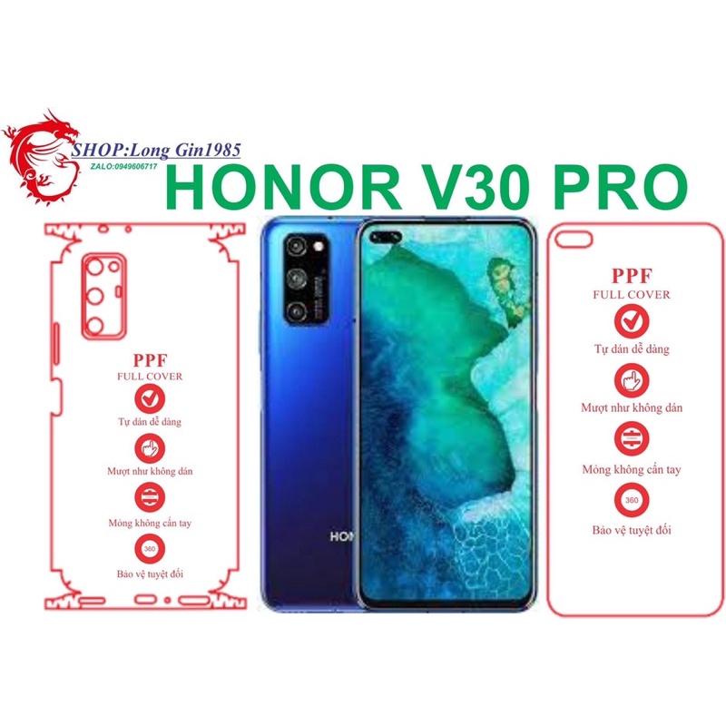 Honor V30 Pro miếng dán trong Ppf  mặt sau và mặt trước chống va đập chống trầy xướcu