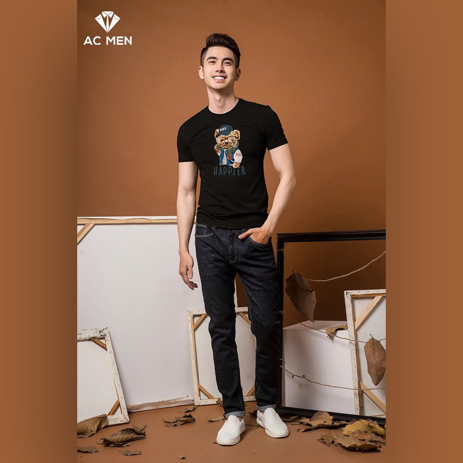 Áo Thun Nam AC MEN Form Dáng SlimFit In Hình Gấu HAPPIER | BigBuy360 - bigbuy360.vn