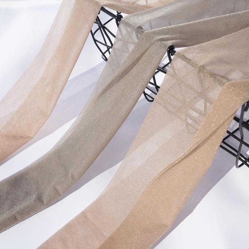 Quần vớ bó sát lưng cao siêu mềm mại xuyên thấu ánh ngọc trai độ co giãn tốt quyến rũ thời trang dành cho nữ