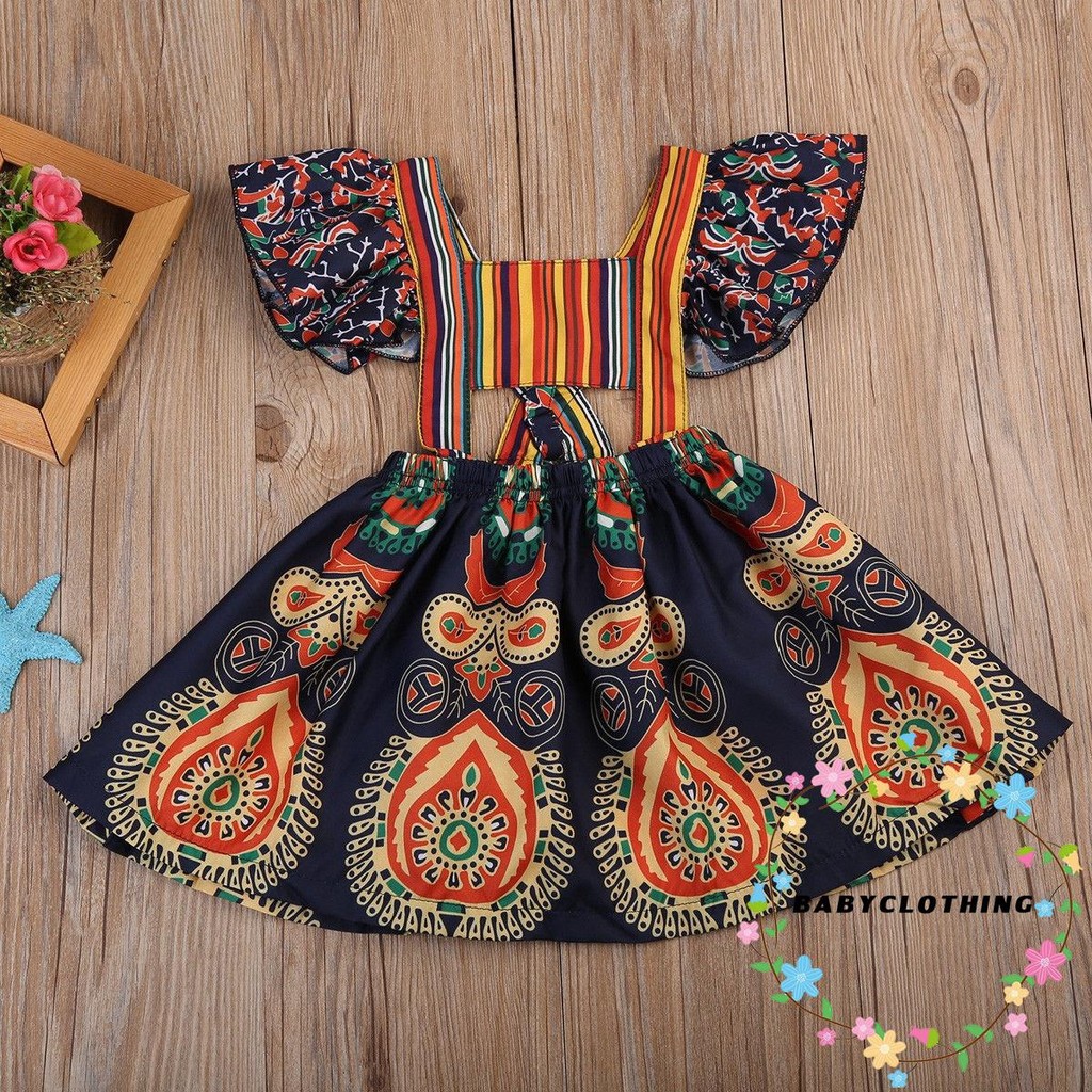 Đầm Không Tay Họa Tiết Hoa Phong Cách Boho Cho Bé Gái