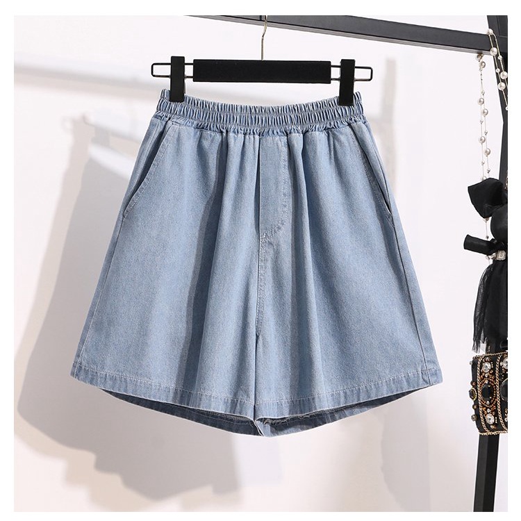 Quần short jean xanh lưng thun ống rộng 7927 size lớn