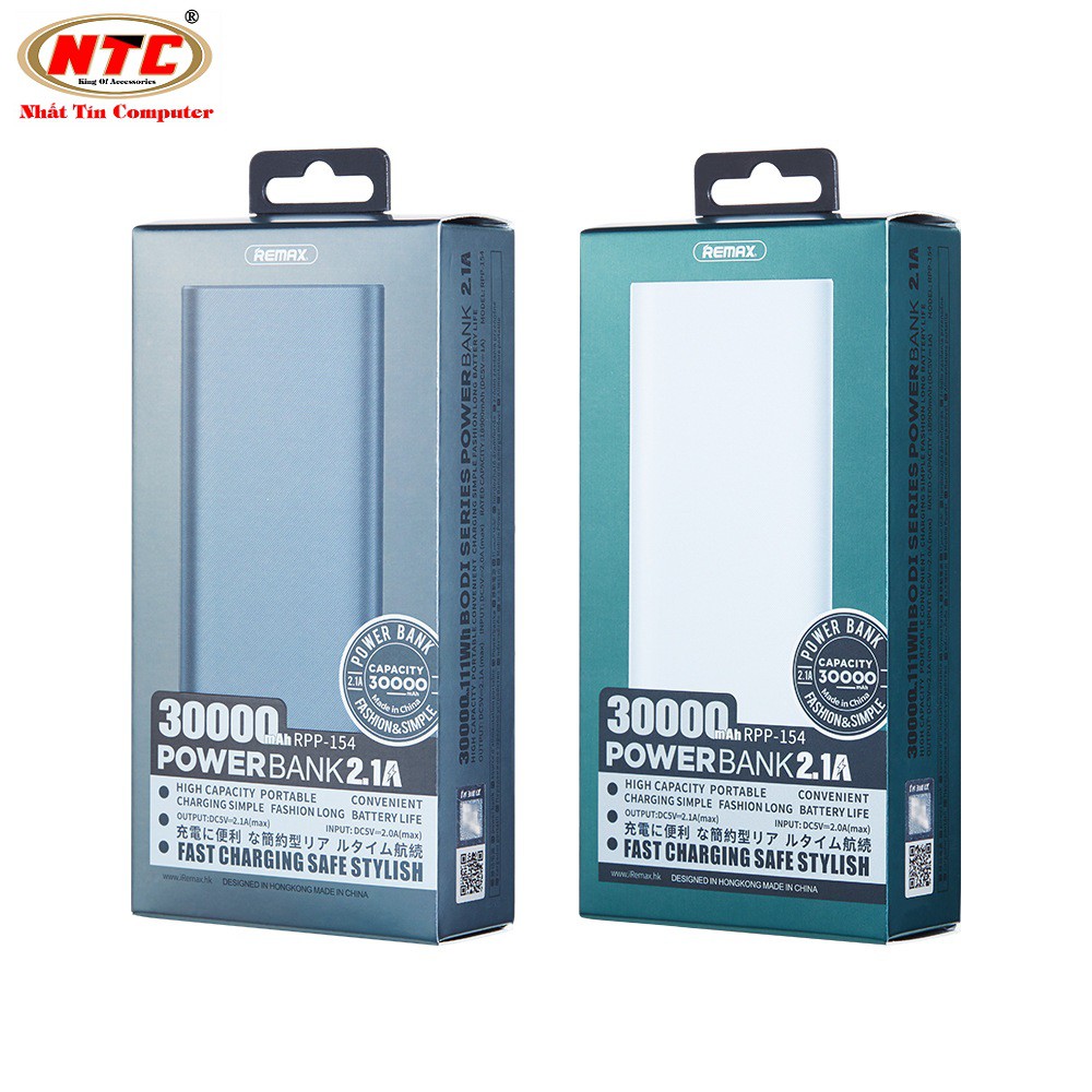 Pin sạc dự phòng Remax RPP-154 Bodi 30000mAh 2 cổng input, 4 cổng output max 2.1A - Hàng chính hãng