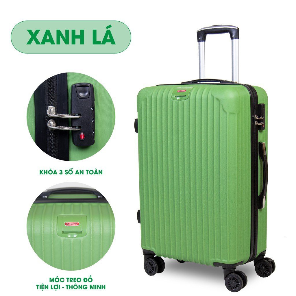 ( Freeship)Vali du lịch BAMOZO 8801 vali kéo nhựa được bảo hành 5 nămsize 24 inch-AHAMARKET