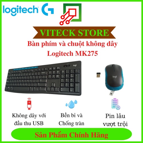 Combo Bàn Phím + Chuột Không Dây Logitech MK275 - Phím media & viền chuột nổi bật - Hàng Chính Hãng