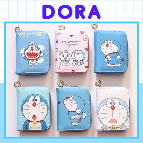 Ví nữ cầm tay mini khóa kéo nhiều ngăn hoạt hình doraemon cute nhiều mẫu lựa chọn