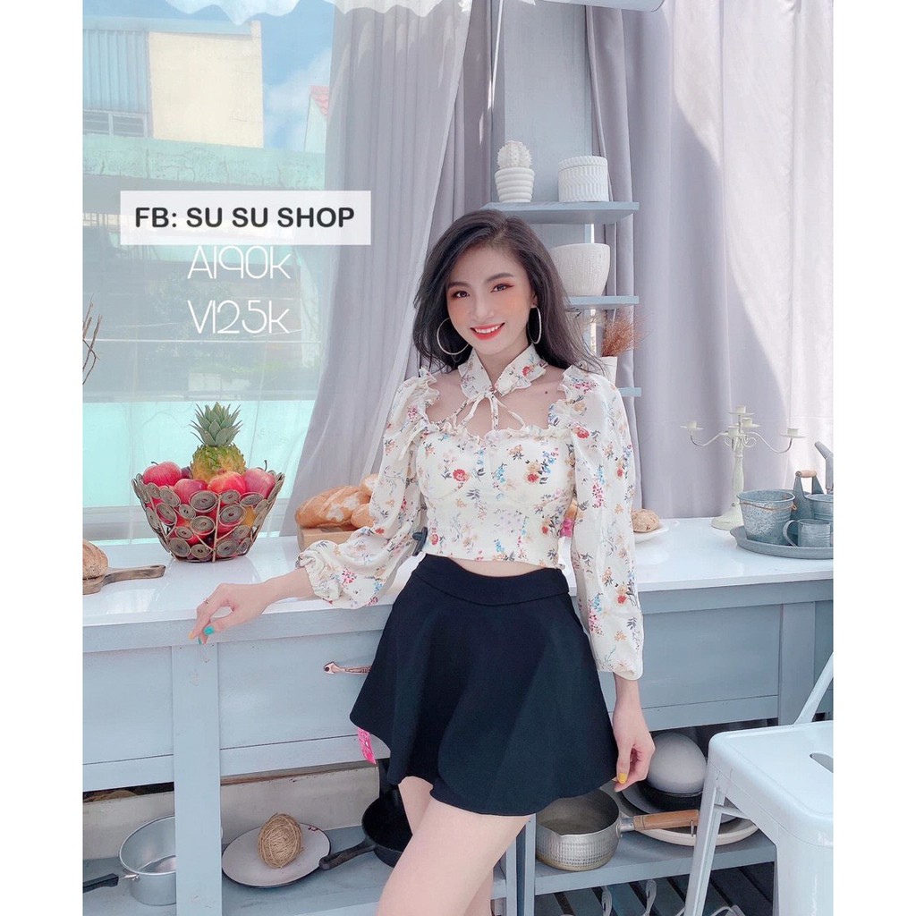 áo bông kèm chocker cổ siêu xinh ảnh thật sàn