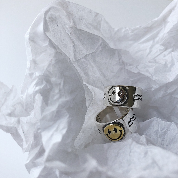 Nhẫn Hình Mặt Cười Xinh Xắn Cho Nữ 191158Nhẫn Hở Bề Mặt Rộng Phong Cách Hip Hop Có Thể Điều Chỉnh