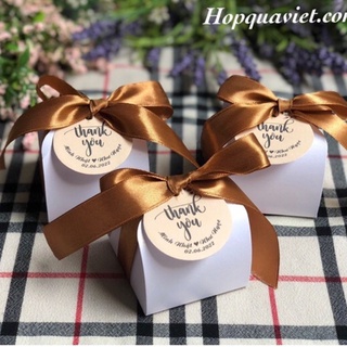 set 100 hộp quà kèm ruy băng & tên bạn, quà cám ơn tiệc cưới, Quà sự kiện V3