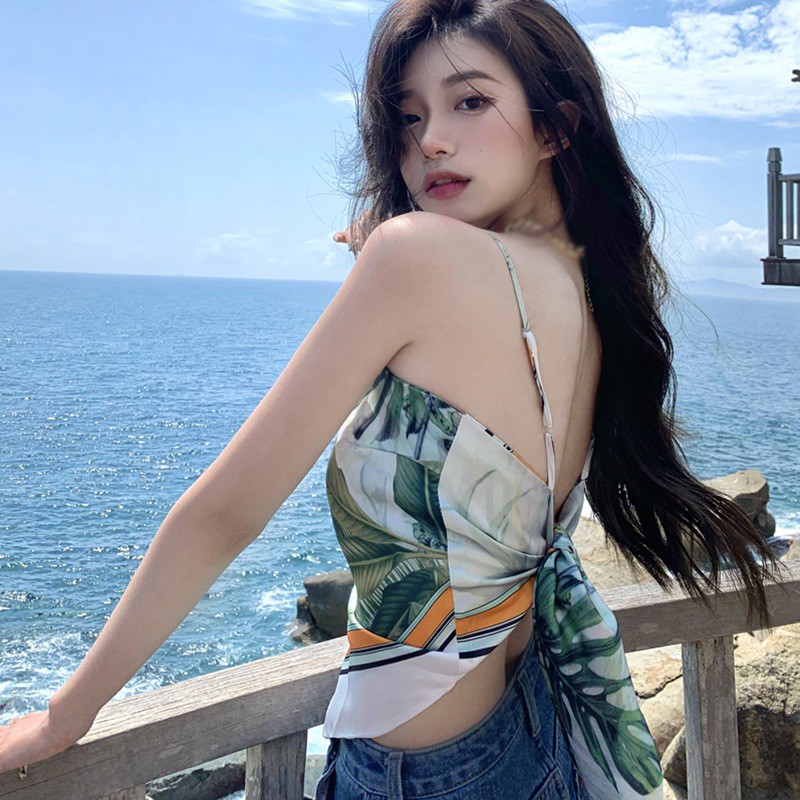 Áo CropTop Hai Dây Hở Lưng Thời Trang Nữ Quyến Rũ