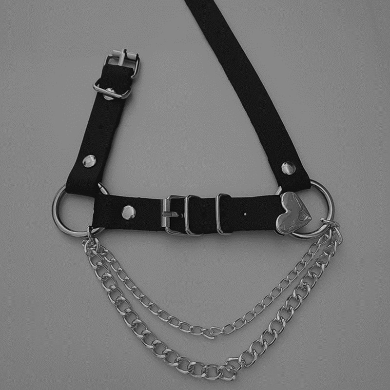 Vòng Cổ Dây Xích Hình Trái Tim Phong Cách Punk 19A1048