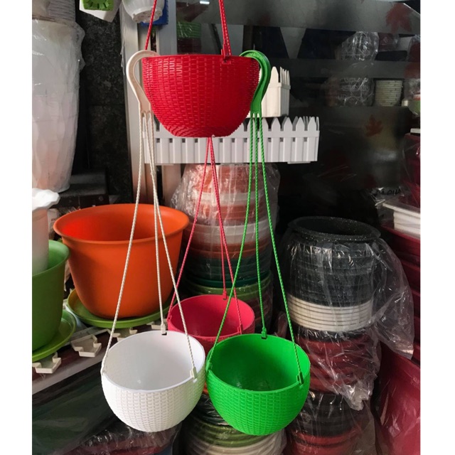 10 Chậu treo kiểu đan mây - size 16cm