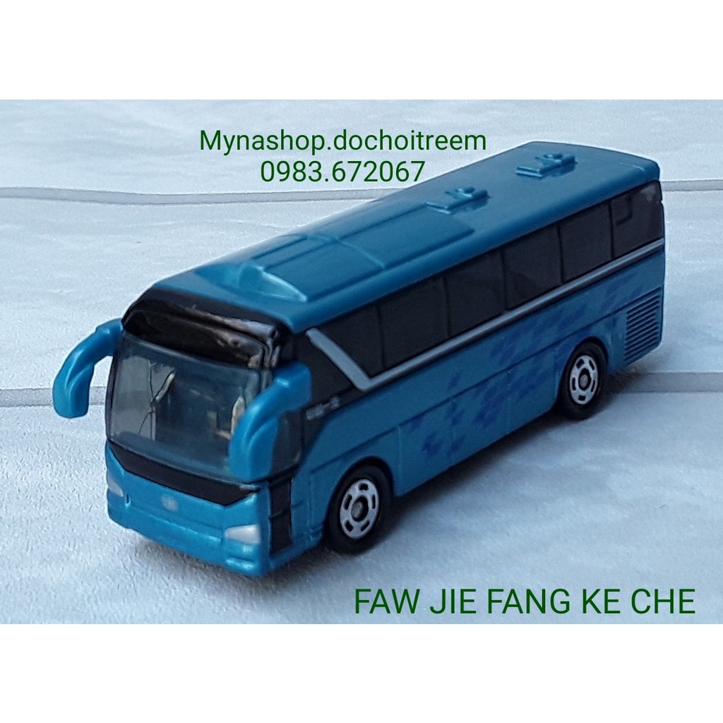 Xe mô hình tĩnh tomica bus không hộp - FAW JIE FANG KE CHE - màu xanh - có gương