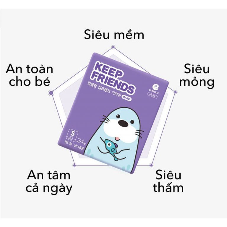 Bỉm Tã Dán ENBLAC KEEP FRIENDS HÀN QUỐC SIZE Số 2/40M; 3/32M; 4/28M