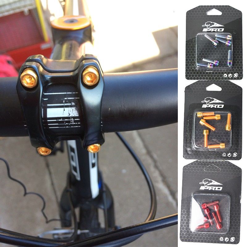 Set 6 Bu Lông m5x18mm 6 ốc vít bằng thép không gỉ mạ titan cho ghi đông xe đạp leo núi