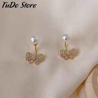 Khuyên tai, bông tai nữ Hàn quốc mạ bạc 925 hình nơ phong cách sang trọng HT11