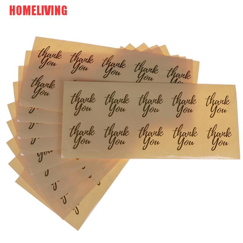 Set 100 Nhãn Dán Trong Suốt In Chữ Thank you Màu Vàng Dùng Trang Trí Quà Tặng DIY