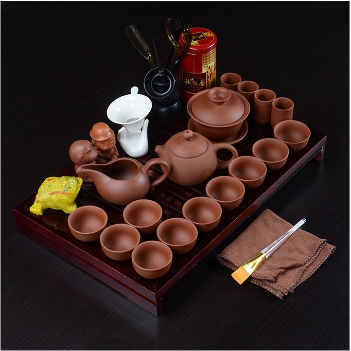 Bộ bình trà đất cao lanh và men tráng sứ Hinoki - Quà khai trương, tân gia, tặng sếp TSA-01