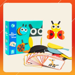Bộ đồ chơi xếp hình, lắp ráp bằng gỗ cho bé - đồ chơi gỗ montessori phát triển trí tuệ