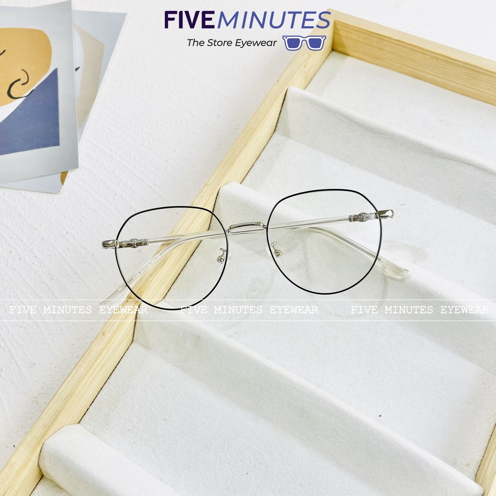 Gọng kính nam nữ, kim loại mảnh nhẹ dáng Oval 5285 Siêu hot - Kính Mắt Five Minutes
