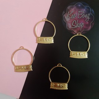 Khung kim loại hình quả cầu tuyết làm charm resin- snow globe open bezel