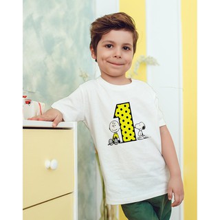 Áo thun Trẻ em in hình Charlie Brown & Snoopy mừng 1 tuổi Cotton Thun - Dẽ Thương