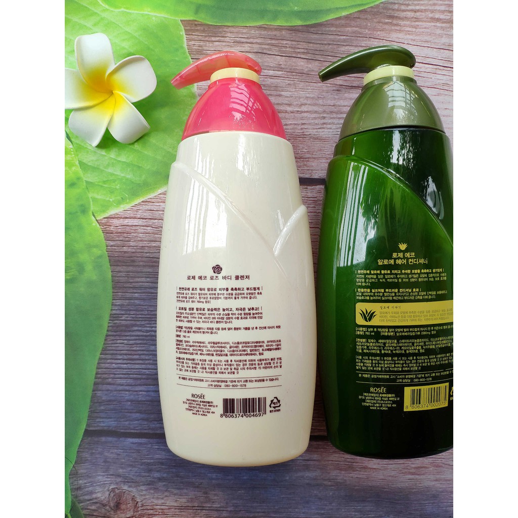 (SALE CHẠY DATE T7/2021) Sữa tắm dưỡng ẩm Rosee Eco HÀN QUỐC 760ml ( Chiết xuất Hoa Hồng , Lô Hội )