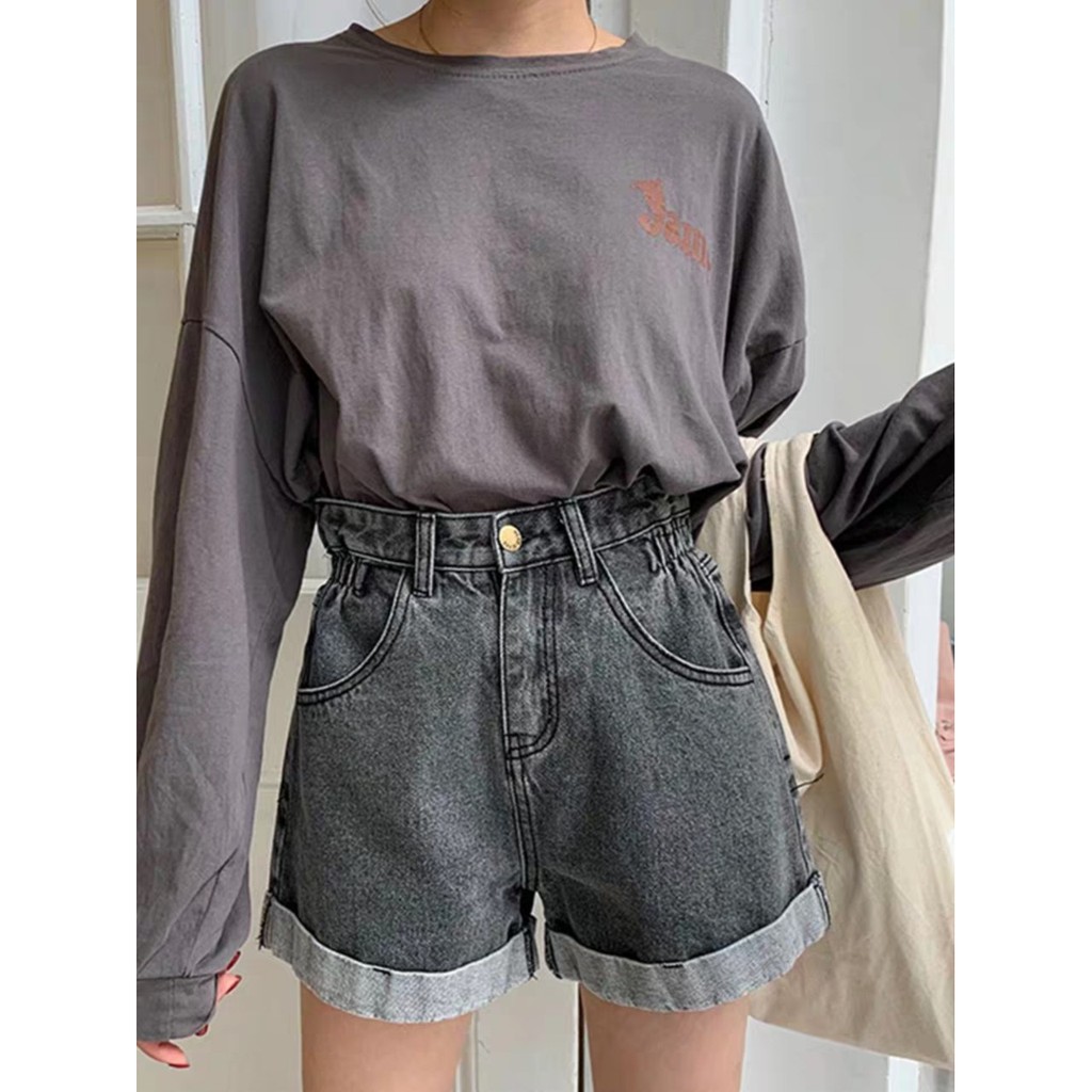 [SẴN] QUẦN SHORT JEAN LƯNG CAO ỐNG RỘNG