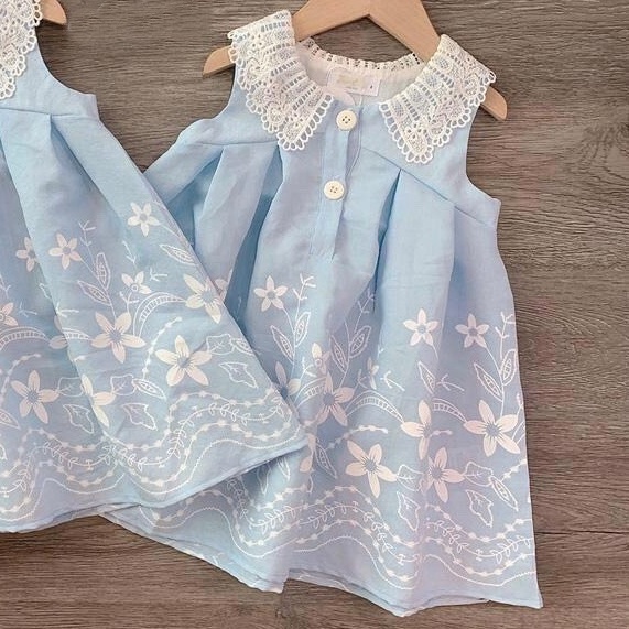 Váy bé gái AM870 - Đầm bé gái vải đũi siêu mát TTR237