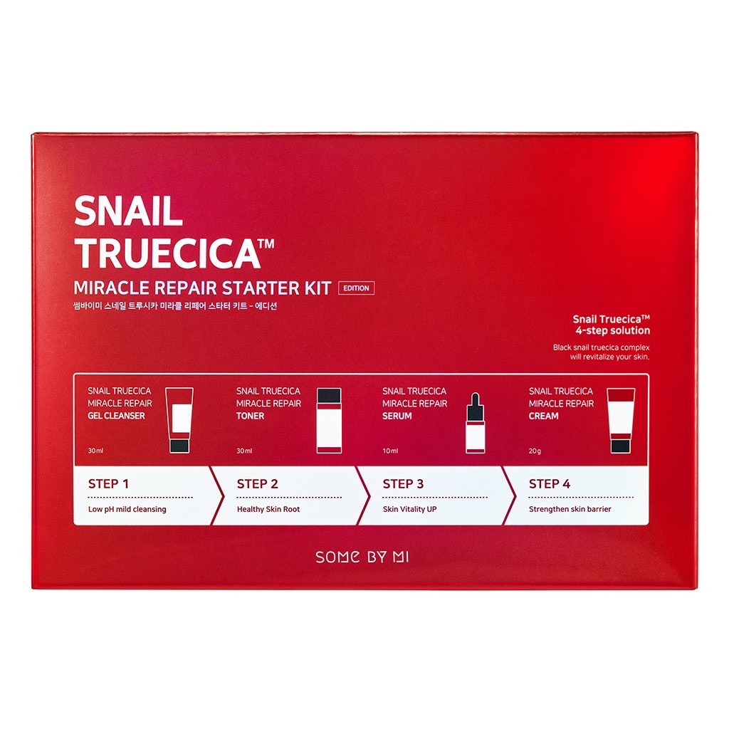 Set 4 món dưỡng da Some By mi Snail Truecica Miracle Repair Starter Kit