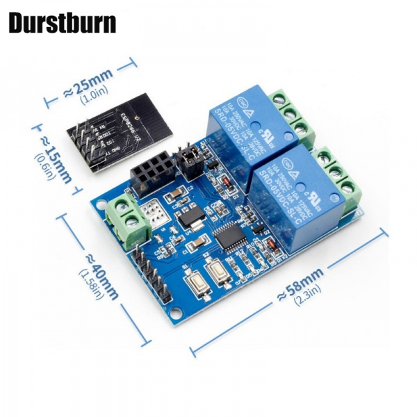 Mô Đun Rơ Le WiFi 5V ESP8266 ESP-01S 2 Kênh Cho Bộ Điều Khiển Ứng Dụng Điện Thoại Thông Minh IOT (Với ESP-01)