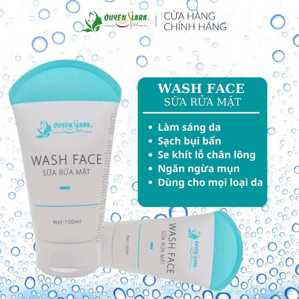 Sữa Rửa Mặt Wash Face QUYÊN LARA Dịu Nhẹ Giúp Loại Bỏ Bã Nhờn,Bụi Bẩn,Tẩy Da Chết Giúp Da Tươi Sáng Hơn 100ml