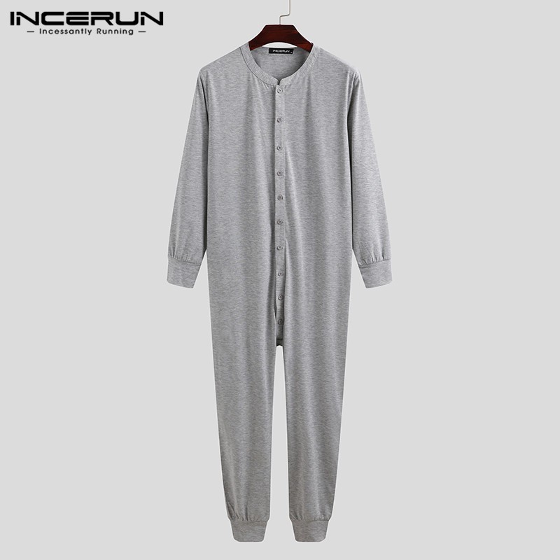 Bộ Áo Liền Quần Incerun Dài Tay Màu Trơn Cho Nam