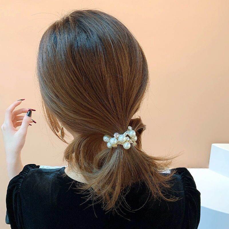 Dây buộc tóc cao su đính ngọc trai thiết kế tinh tế thời trang dành cho nữ