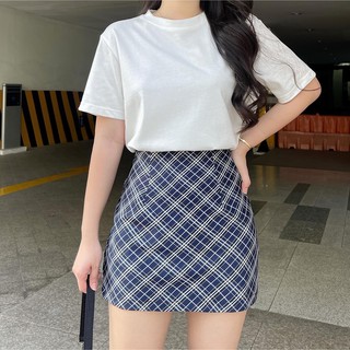 Chân váy caro basic zareen vab09 - caro xanh đậm