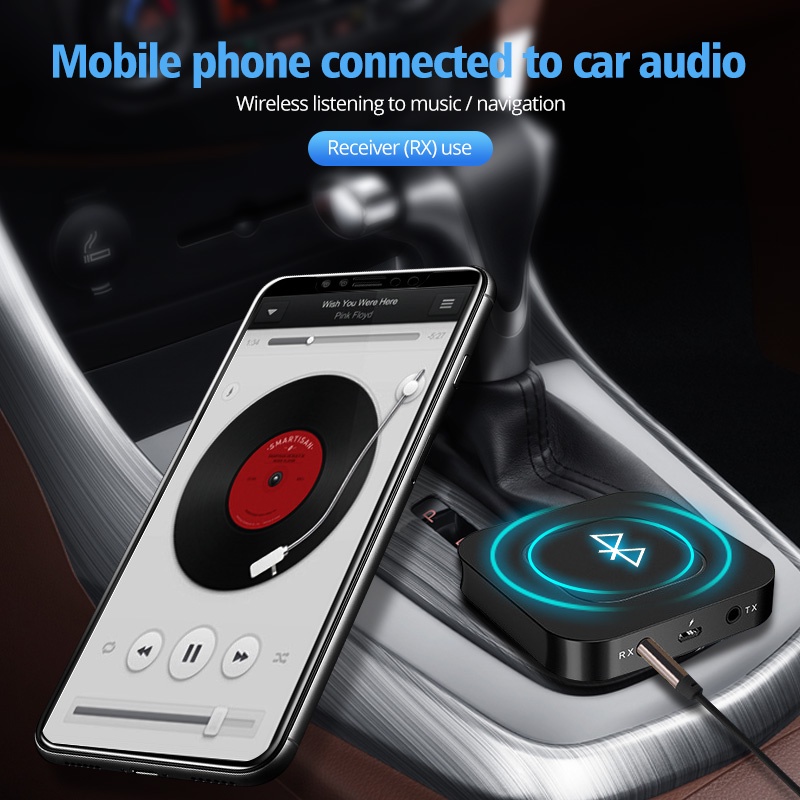 HdoorLink 2 In 1 New Bluetooth 5.0 Receiver 3.5mm Audio AUX USB Transmitter Music Stereo Wireless Adapter For Car TV PC