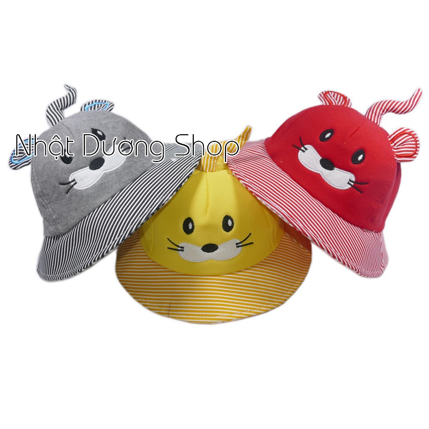 Nón tai bèo trẻ em từ 2-4 tuổi hình con chuột dễ thương chất liệu vải nhung và cotton