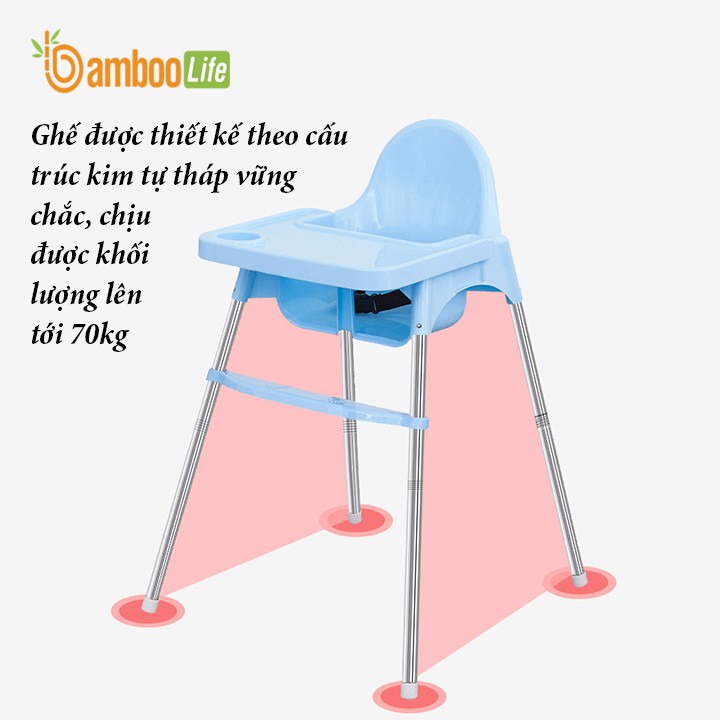 Ghế ăn dặm cho bé Bamboo Life BL085 đa năng có thể gấp gọn, thay đổi độ cao tiện lợi dùng ở nhà, mang đi du lịch