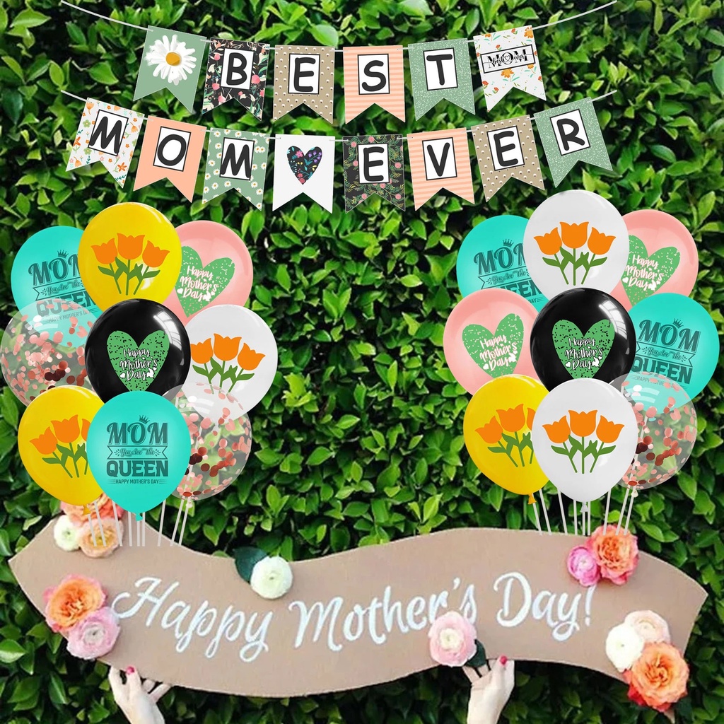 Bong Bóng 12 Inch In Chữ Happy Mother's Day Trang Trí Tiệc