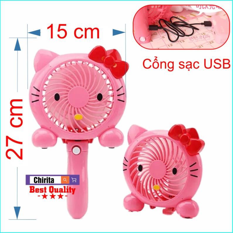 Quạt Sạc Tích Điện Mèo KITTY - Quạt Cầm Tay - Để Bàn Tiện Lợi QSK02