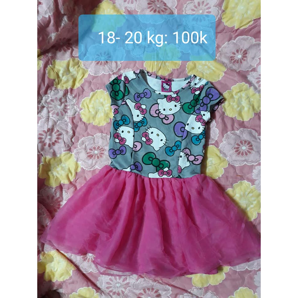 áo đầm hồng mèo kitty cho bé 18 - 20 kg ms17