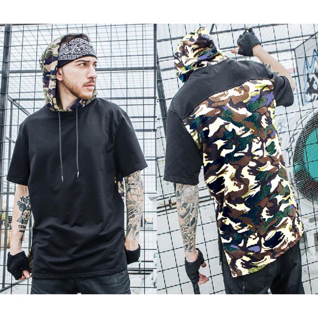 áo thun hoodie camo