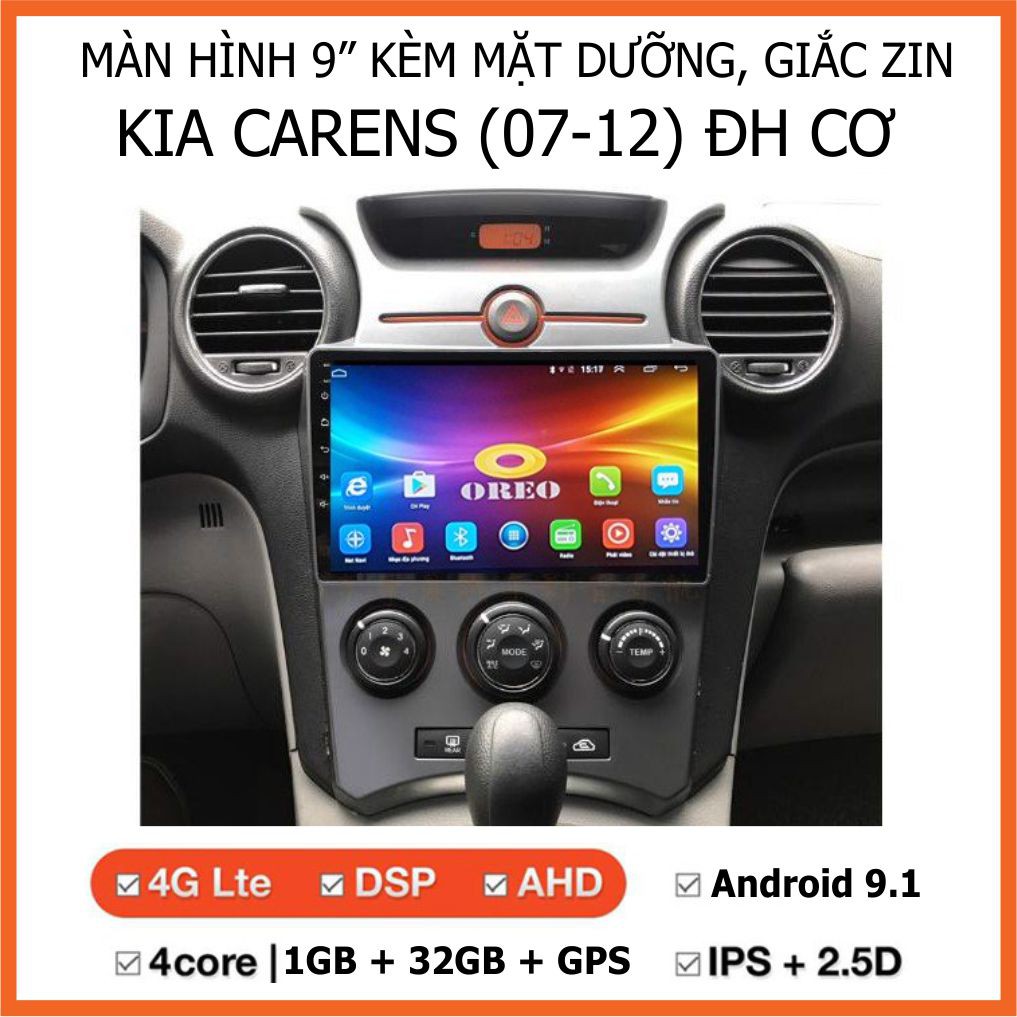 Màn Hình 9 inch Cho Xe CARENS (ĐH Cơ) - Màn Hình DVD Android Tặng Kèm Mặt Dưỡng Giắc Zin Cho KIA Carens