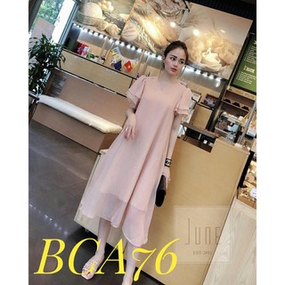 [Sale sốc] Đầm bầu xinh BAA538 dáng dài màu hồng Váy bầu dạo phố (kèm ảnh thật) (freesize)