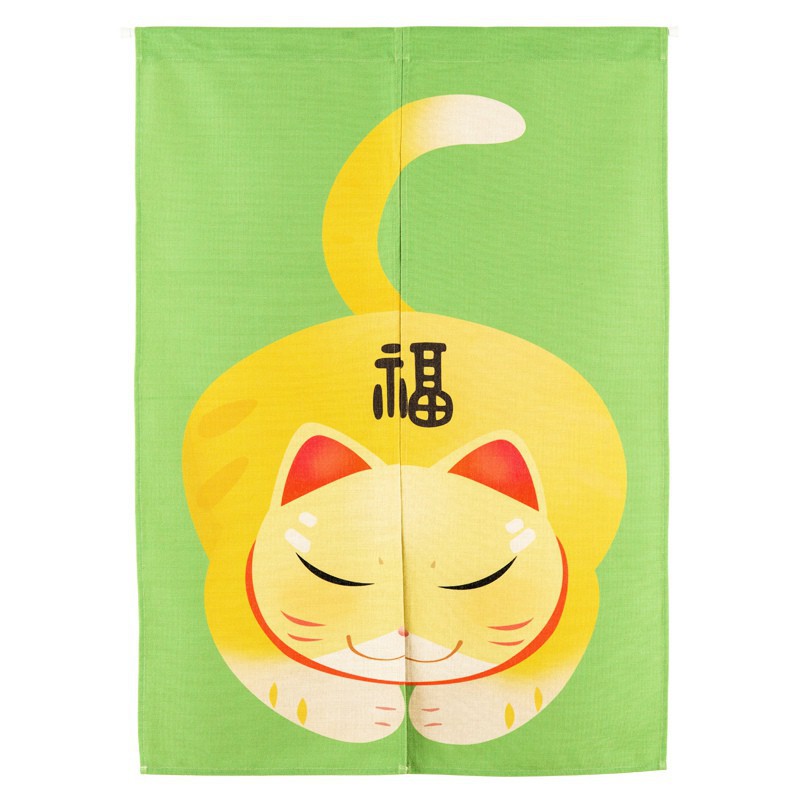 Rèm cửa dây treo hình mèo tài lộc phong cách Nhật Bản kích thước 85x120cm