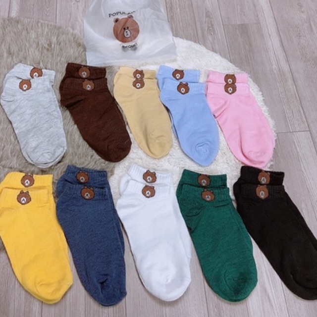 Tất gấu 1 túi 10đôi 10 màu Túi tất gấu QC