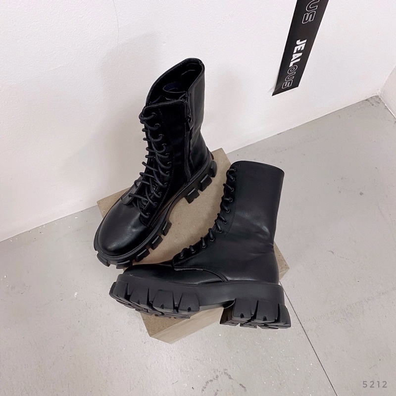 Giày boots nữ, giày boots combat đế răng cưa 5212