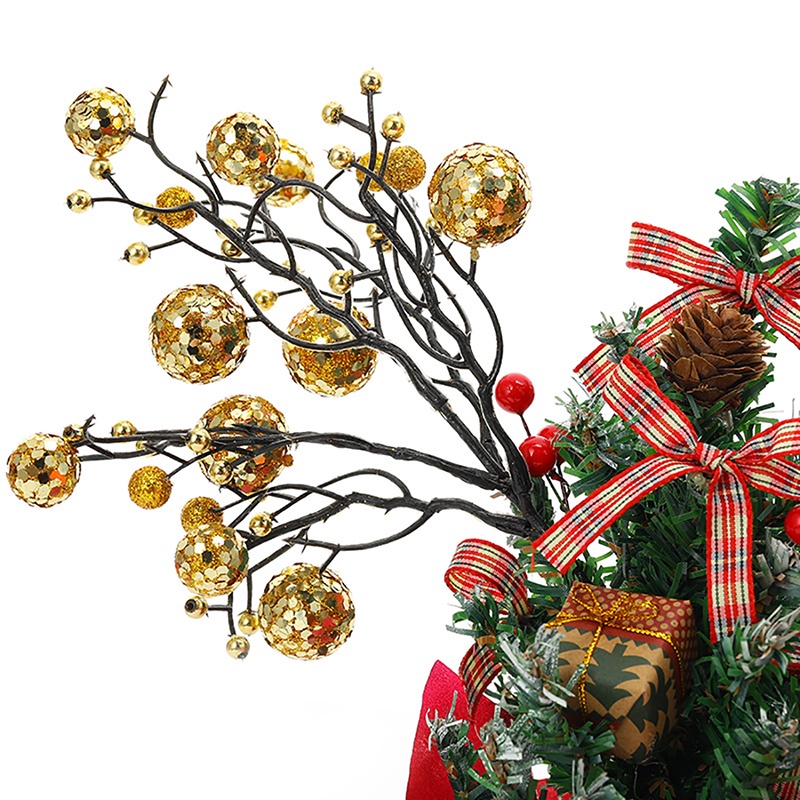 Cành quả sung nhũ kim tuyến trang trí NOEL -GIÁNG SINH, oản, tháp bánh